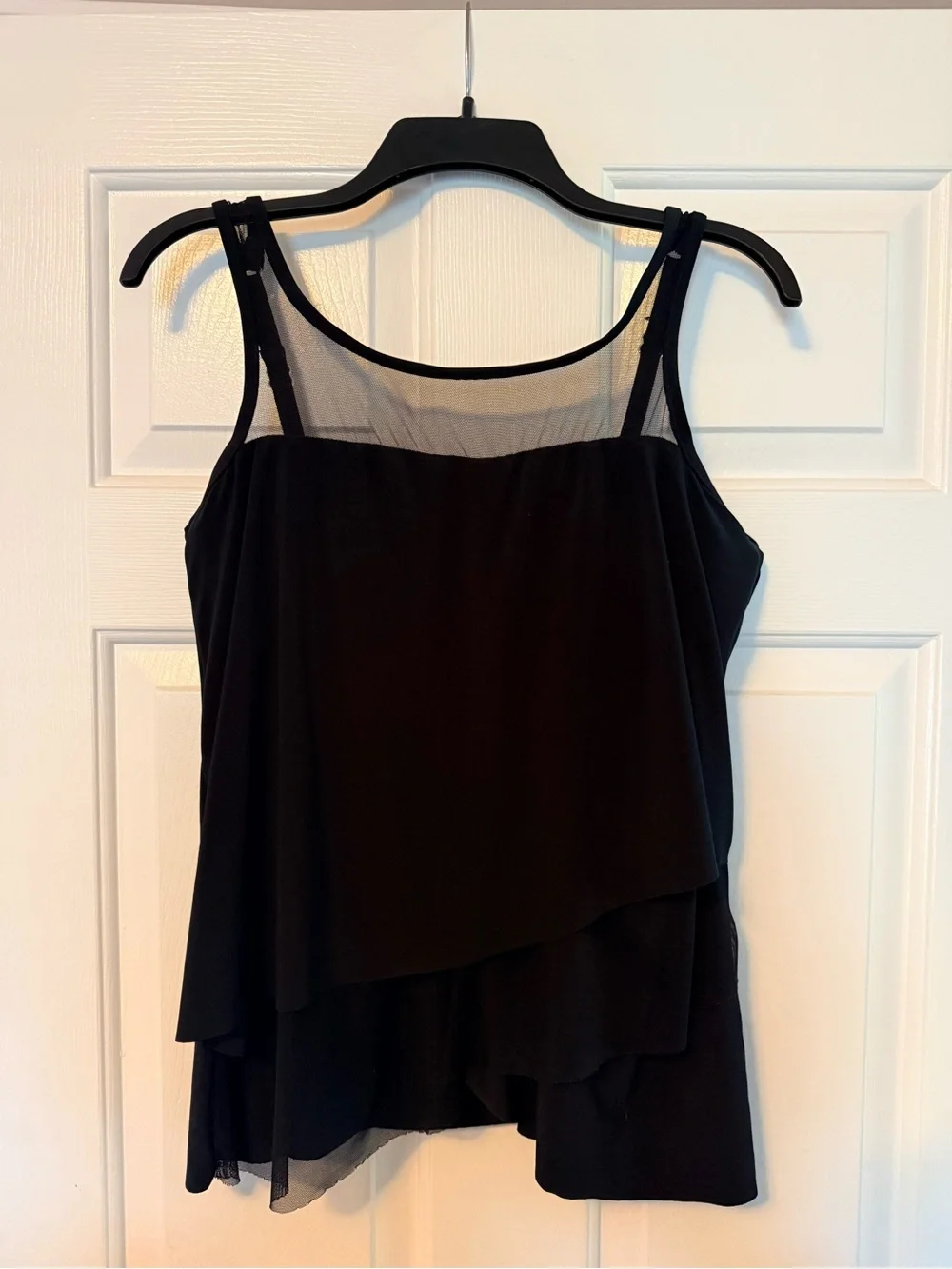 Miraclesuit Black Layered Mesh Yoke tankini swim Top